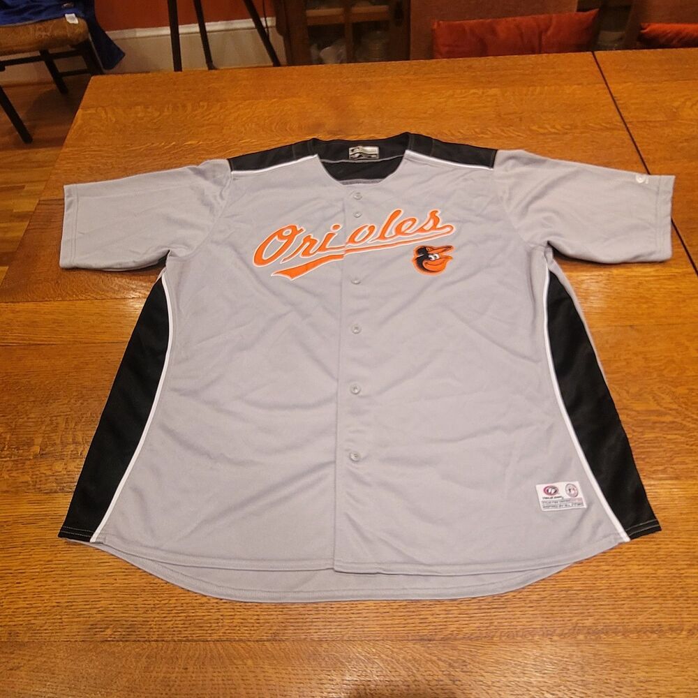 True Fan Series Baltimore Orioles Men's Full Button Gray Black Jersey XXXL 3XL